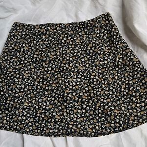 Princess Polly Black and Cream Floral A-Line Skirt